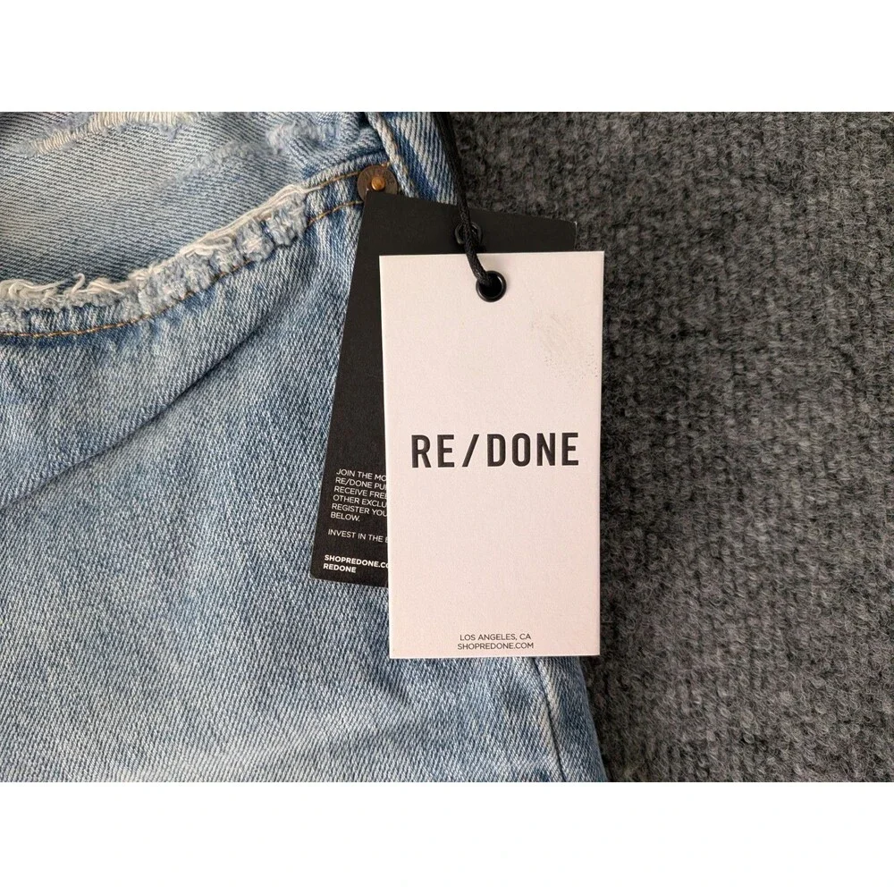 RE/DONE Loose Long Short Minerva Destroy Distress High Rise Denim Shorts 30 NWT